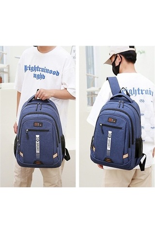 Yucama Yeni Büyük Kapasiteli Seyahat Sırt Çantası Oxford Kumaş Okul Sırt Çantası - Mavi Kırmızı - Gri