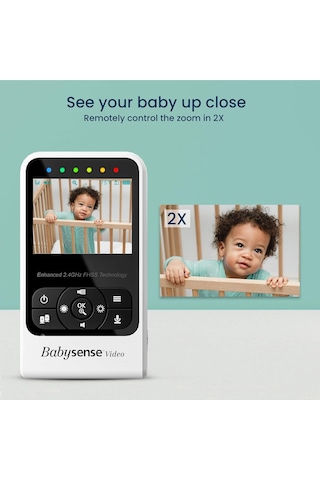 Babysense Video Bebek Monitörü, 2 Kameralı, Sesli Iletişim, Gece Görüşü, 2x Dijital Zoom, 300 M Menzil Kamera Sistemi
