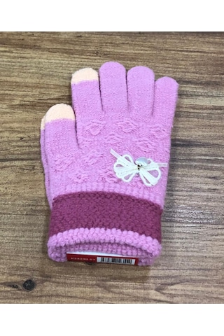 Kitti 9-15 Yaş Kız Çocuk Örme Eldiven K24240-01 Pembe