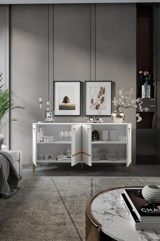 ART KONSOL MDF MEBRAN KAPAK BEYAZ GOLD