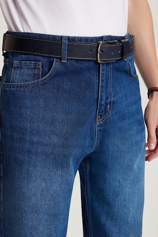 Erkek Relax Fit Geniş Kesim Boru Paça Denim Yıkamalı Taşlamalı Esnek Lacivert Jean Kot Pantolon-34089 Lacivert