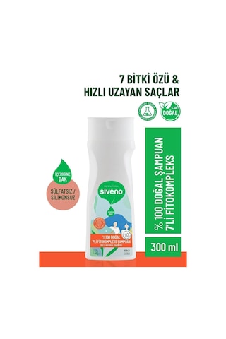 Siveno %100 Doğal Fitokompleks Şampuan 7 Değerli Bitki Yoğun Saç Dökülme Karşıtı Besleyici Dolgunlaştırıcı 300 ML