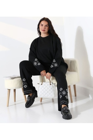 Marakeş Esintisi Alt-üst Triko Takım Siyah