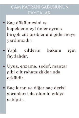 Doğal Çam Katranı Sabunu, Cilt Sorunları İçin Katkısız Sabun 100gr
