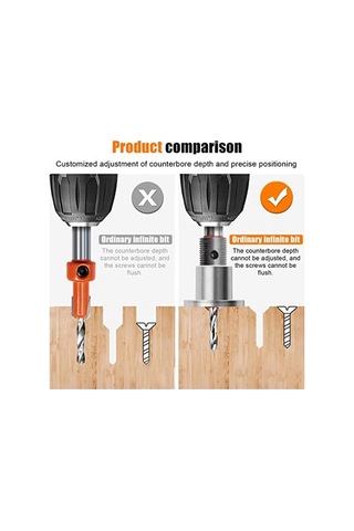 Wealthglow Derinlik Stoplu 2 Paket 8mm Metal Havşa, Ağaç Işleme, Plastik, Delme Için Metal Delme Ahşap Matkap Uçları Uçlar Yok D62sno