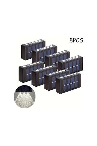 Xuweiwei 8 Adet Beyaz Işık 10 Led Güneş Duvar Lambası Dış Mekan Aydınlatma Dekoratif Bahçe Avlu Teras Beyaz Işık