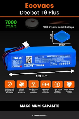 Ecovacs Deebot T9 Plus  7000mah Robot Süpürge Bataryası - Maksimum Kapasite