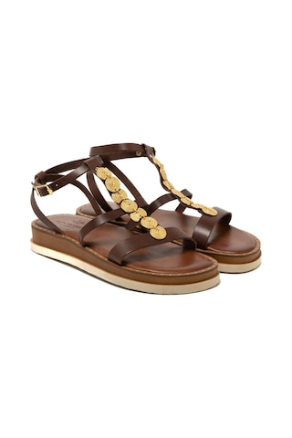 148 Brown Sandalet Kadın 262185 Myconian 2025 Greek Sandal Kahverengi