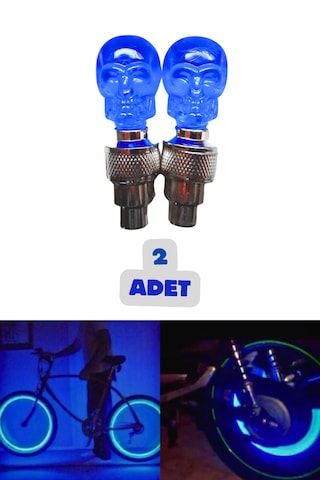 2 Adet Mavi Renk Hareket Sensörlü Led Işıklı Sibop Kafatası