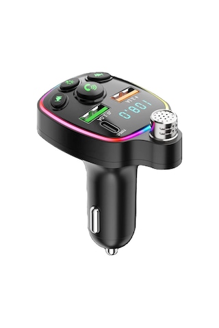 Bluetooth Araç Kiti Araç Fm Transmitter Usb Type-c Mp3 Sd Kart Flash Için Uygun Pd Çakmaklık Girişli