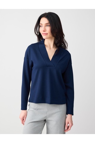 Jimmy Key Jimmy Key Lacivert Rahat Kesim V Yaka Modal Örme Sweatshirt 6sw235628494
