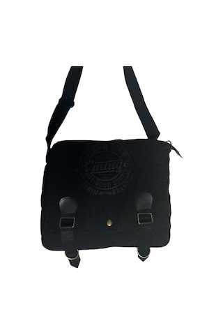 Old Cotton Cargo Vintage Salaş Kaliteli Unisex Günlük Gezi Kamp Okul Postacı Omuz Çantası San Diego 32 Cm X 25 Cm Siyah - Gri