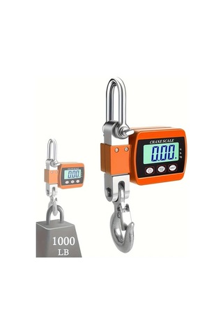 Motion003 1 Adet Beyaz Agir Hizmet Tipi Dijital Asma Terazi 1000lbs 500kg Kapasite Lcd Arka Aydinlatmali Zincir Kancali Insaat Depo Garaj Endustriyel Kullanim Pil İle Calisan Beyaz