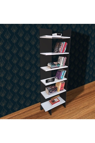 6 Raflı Köşe Kitaplık Dekoratif Köşe Kitaplığı Tlpk03s 001