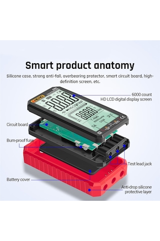 Butu Aneng 620a Tam Ekran Akıllı Dijital Multimetre Kırmızı