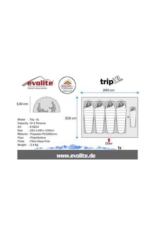 Evolite Trip Xl Monodome 4+1 Kişilik Kamp Çadırı Yeşil