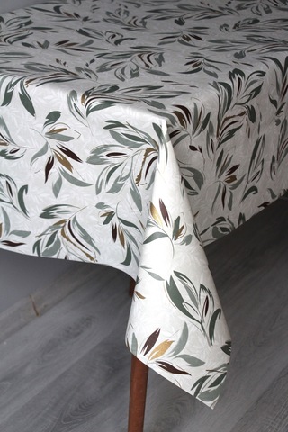 Elyaf Silinebilir Pvc Muşamba Masa Örtüsü 1258-1 Parlakyaprk Yeşil