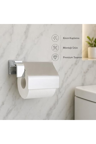 Alper Banyo F1 Model Lüx Krom Kapaklı Tuvalet Kağıdı Askısı, Montajlı Metal Wc Kağıtlık, Parlak Krom Banyo Aksesuarı, Duvara Vidalı Tuvalet Kağıtlığı, 16.5 x 12.2 x 11.2 CM
