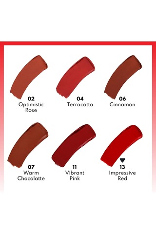 Note Cosmetics Deep Impact Lipstick 13 Impressive Red Kremsi Dokulu Yarı Parlak Ruj, Kırmızı Diğer