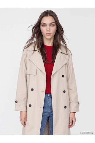 Lc Waikiki Lcw Modest Bej Kuşaklı Kadın Gabardin Trençkot Beıge
