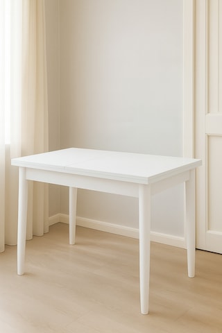 Yanlardan Açılır Büyüyen Yemek Masası Beyaz 65 x 100 CM Sadece Masa