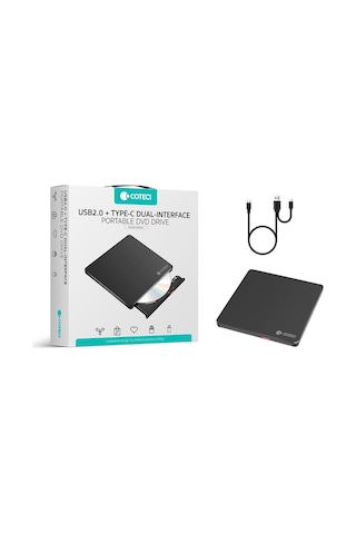 Çift Bağlantılı Usb 2.0 & Type-c Harici Dvd-rw Yazıcı Ve Okuyucu