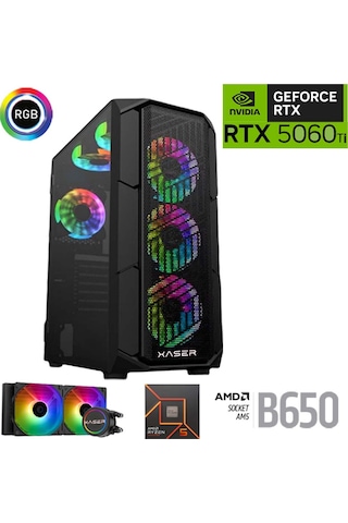 Xaser Thunder X700 R5-7500F 16 GB 1 TB M.2 NVMe SSD 8 GB RTX5060ti Free Dos Masaüstü Oyuncu Bilgisayarı