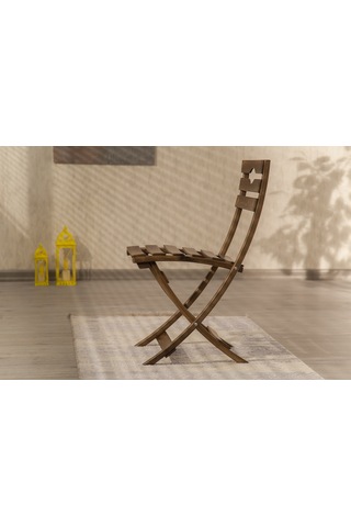 Emideco Ahşap Katlanır Sandalye Bahçe Balkon Salon Sandalyesi 2 Adet Ceviz