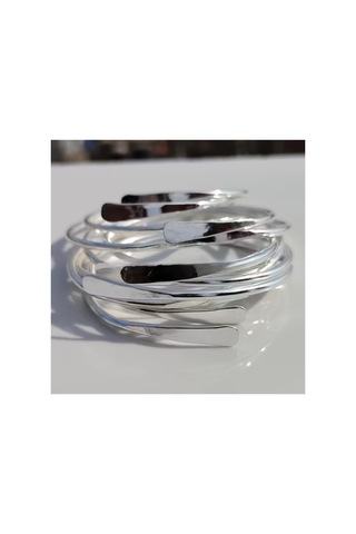 Armora Model Yassı Spiral Modern Kelepçe Bileklik Gümüş