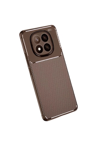Newface Xiaomi Redmi Note 14 Pro Plus Kılıf Auto Focus Karbon Kapak - Kahverengi