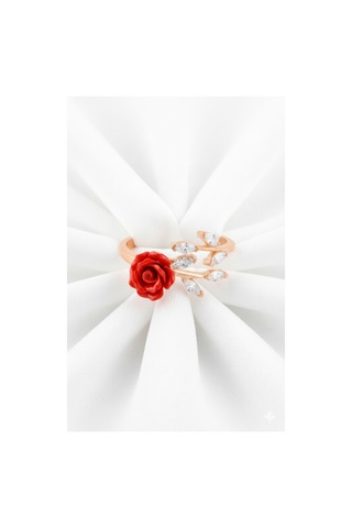 Çekirdekjewelry 925 Ayar Gümüş Ayarlanabilir Güllü Yüzük Pembe