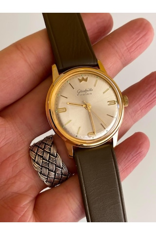 GUB Glashütte 03758 Altın Kaplama Vintage Kurmalı Kol Saati 36 MM