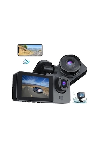 Zenvia Full Hd Çözünürlüklü Üç Kameralı Araç İçi Kamera Park Ve Sürüş Güvenliği Znv2026
