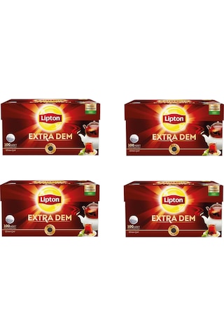 Lipton Extra Dem Demlik Süzen Poşet Siyah Çay 100'lü Paket X 4 Adet
