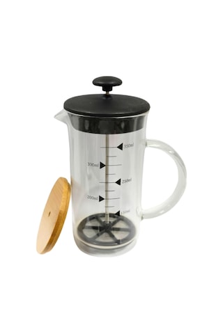 Ahşap Kapaklı French Press 350 Ml Bitki Çay Demleme Kupası Çift Kapaklı Ahşap Ve Plastik Kapak Kahve