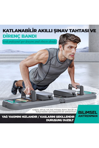 Çok Fonksiyonlu Akıllı Şınav Egzersiz Tahtası Direnç Lastik Bandı Taşınabilir Antrenman Sistemi