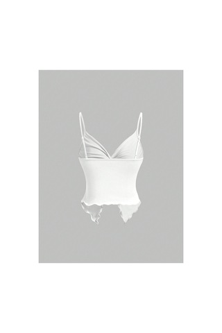 Meren Like Your Style Beyaz Ön Büküm İnce Askılı Crop Beyaz