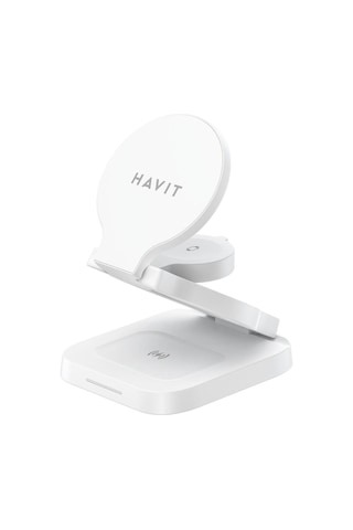 Havit W3038 Katlanabilir 3'ü 1 Arada Kablosuz Şarj Cihazı 15w - Beyaz