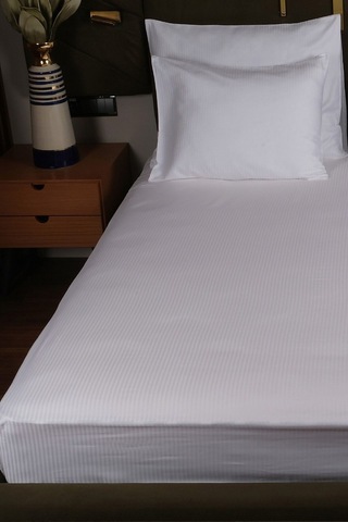 Atina Serisi Çift Kişilik Pamuk Saten Otel Çarşaf Seti Beyaz