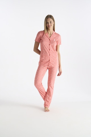 U.S. Polo Assn. U.s Polo Assn. 20233 Kadın Kısa Kollu Önden Düğmeli Pijama Takımı-somon