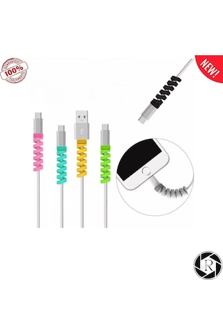 Spiral Kablo Koruyucu Silikon Set Şarj Kablosu Kulaklık Kablosu Koruyucu
