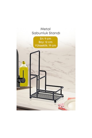 Grimorlife Metal Tekli Bulaşık Deterjanı Sabunluk Standı-bez Askılığı Siyah