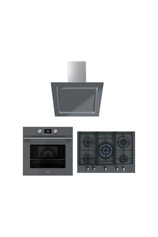 Teka HLB 8600 ST - GZC 75330 XBC ST - DLV 68660 ST TOS Urban Serisi Gri Ankastre Set