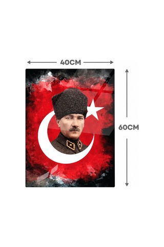 Gökçeoğlu Cam Tablo Temperli Atatürk - İstiklal Marşı - Gençliğe Hitabe 3'lü Takım 3 Farklı Boyut