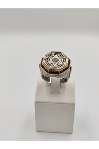 Hz. Süleyman Mührü Zorbey Taşlı Erkek Yüzüğü 25 Mm 925 Ayar Gümüş