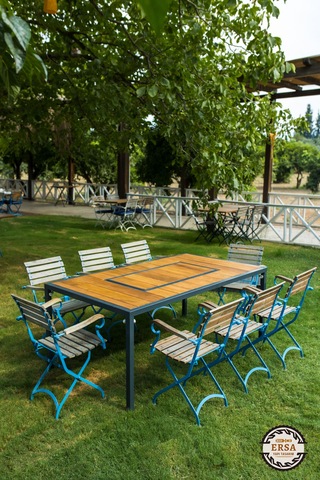 Klasik Restaurant Modeli Mangallı Masa Ahşap