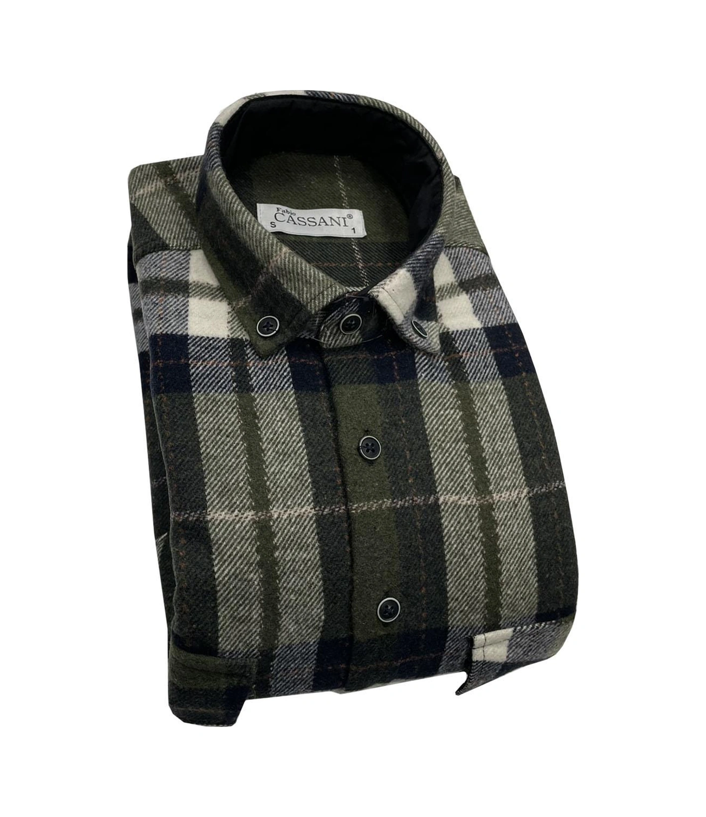 Fabio Cassani Erkek Kışlık Hakiki Oduncu Gömleği - 7406 Yeşil