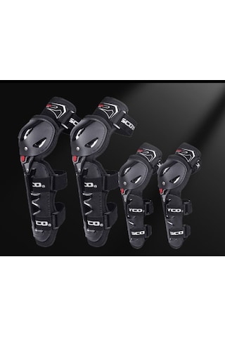 Motosiklet Ve Bisiklet Mafsallı Dizlik Dirseklik Lüx Set Koruma Ce Diz Ve Dirsek Koruma Takım Siyah