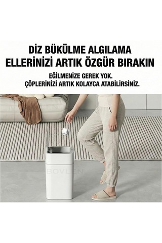 Mega Boy 22 Litre Otomatik Hareket Sensörlü Çöp Kovası, Çöp Kovası Beyaz