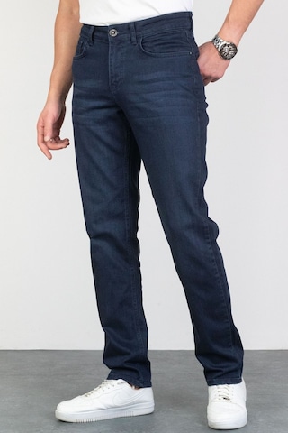 Koyu Mavi Erkek Regular Fit Rahat Kesim Esnek Likralı Denim Jeans Kot Pantolon 001